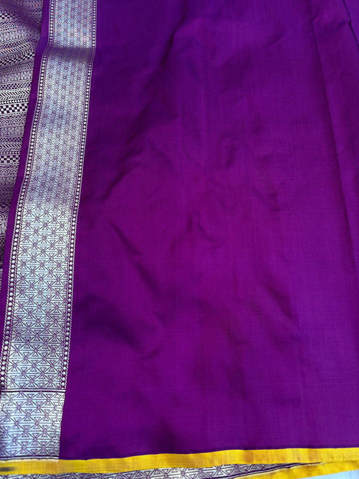 Wine Katan Satin Silk Saree with Zari Geometric Work