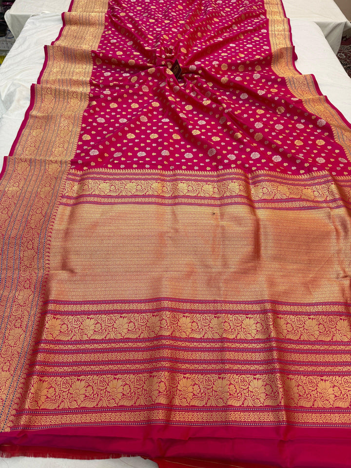 Rani Pink Pure Banarasi Handloom Katan Silk Saree 
