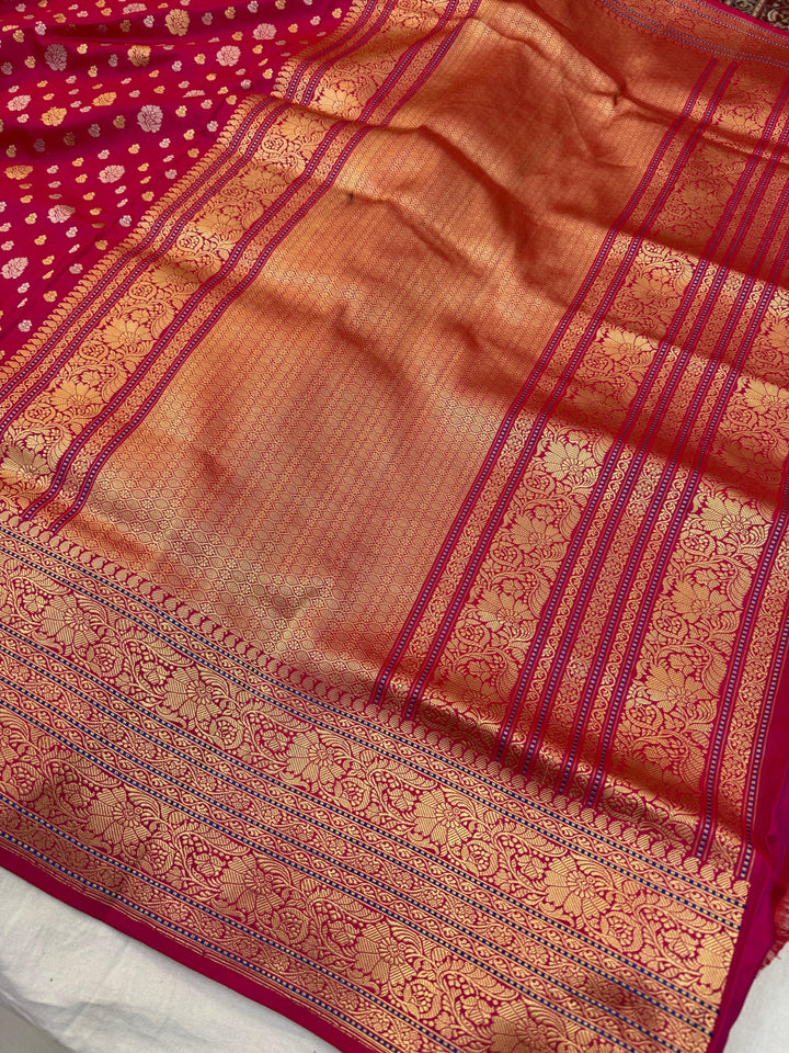 Rani Pink Pure Banarasi Handloom Katan Silk Saree 