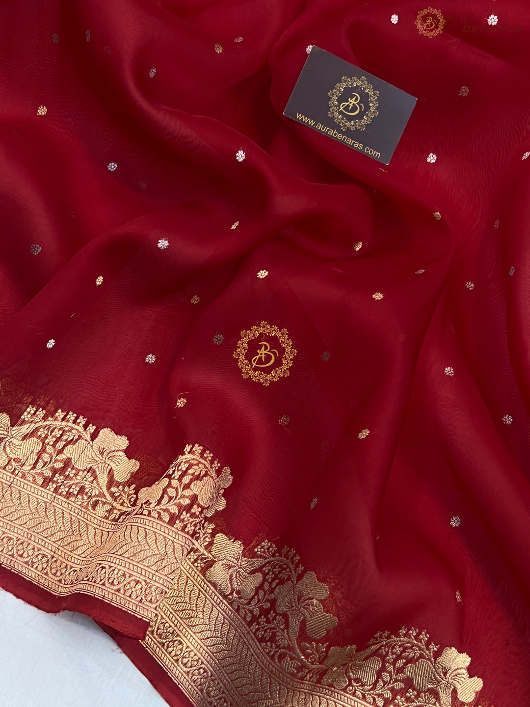 Bridal Red Pure Kora Silk Handloom Banarasi Saree