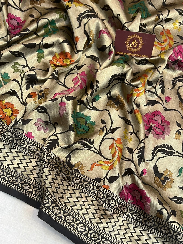 Black Pure Katan silk Handloom Banarasi Saree