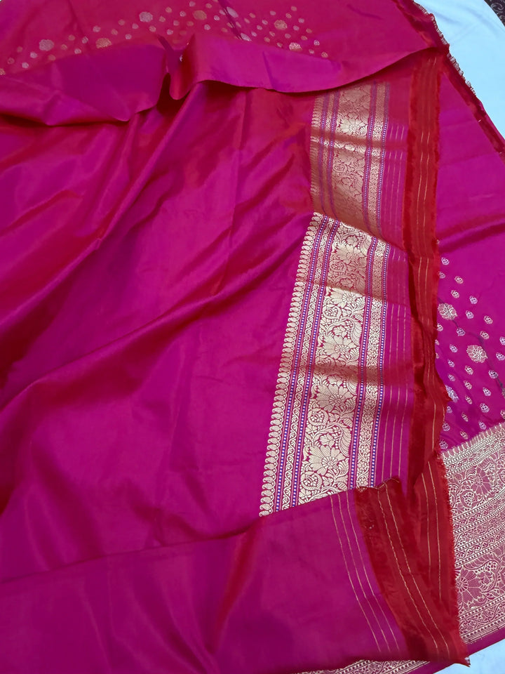 Rani Pink Pure Banarasi Handloom Katan Silk Saree 
