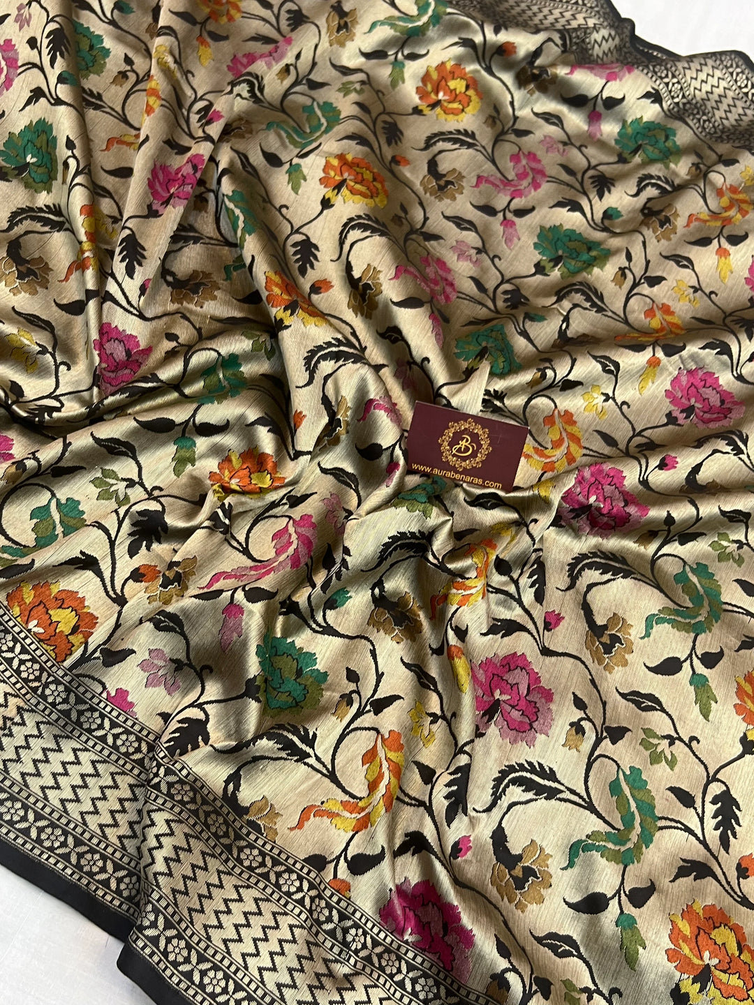 Black Pure Katan silk Handloom Banarasi Saree