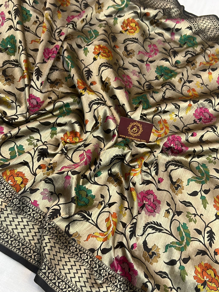 Black Pure Katan silk Handloom Banarasi Saree