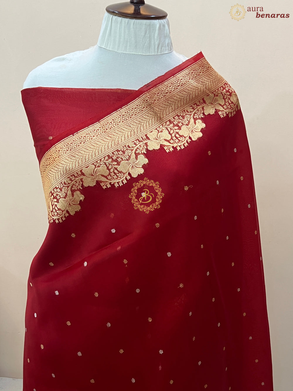 Bridal Red Pure Kora Silk Handloom Banarasi Saree