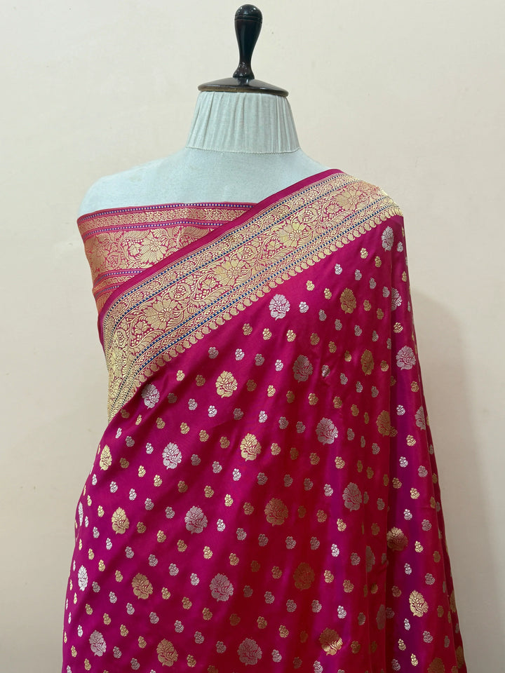 Rani Pink Pure Banarasi Handloom Katan Silk Saree 