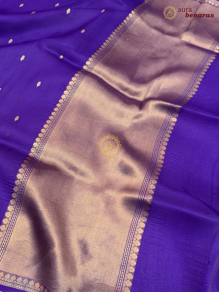 Purple  Kora Silk Banarasi Saree with Zari Butis & Border