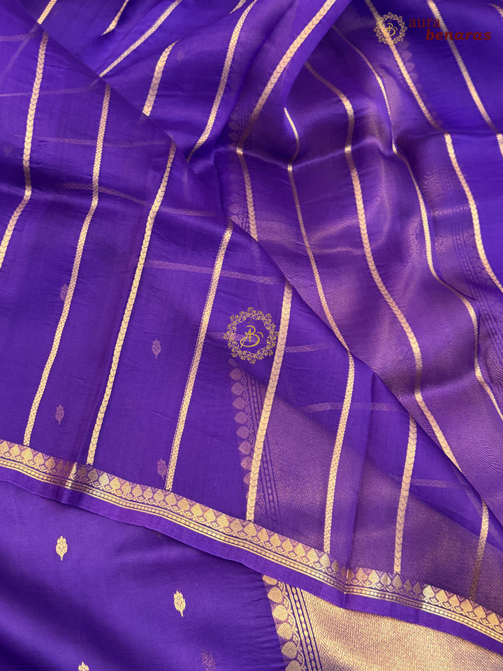 Purple  Kora Silk Banarasi Saree with Zari Butis & Border