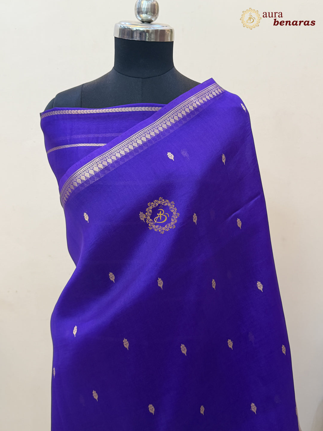 Purple  Kora Silk Banarasi Saree with Zari Butis & Border