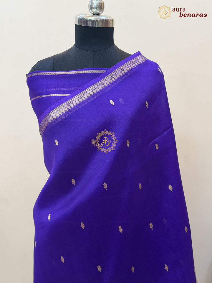 Purple  Kora Silk Banarasi Saree with Zari Butis & Border