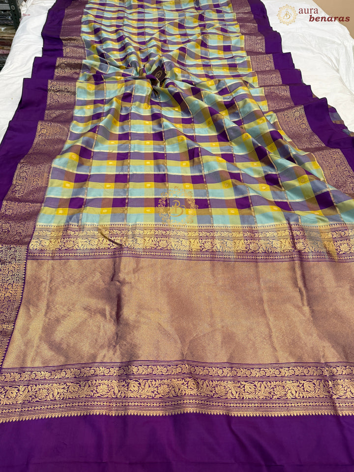 Purple Rangkaat Pure Banarasi Handloom Katan Silk Saree