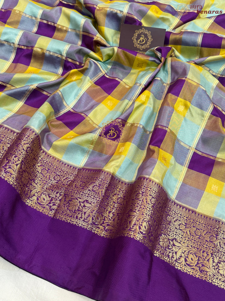 Purple Rangkaat Pure Banarasi Handloom Katan Silk Saree
