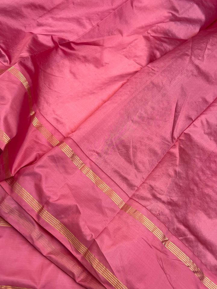 Pastel Grey Kora Silk Banarasi Saree with Kadiyal Border