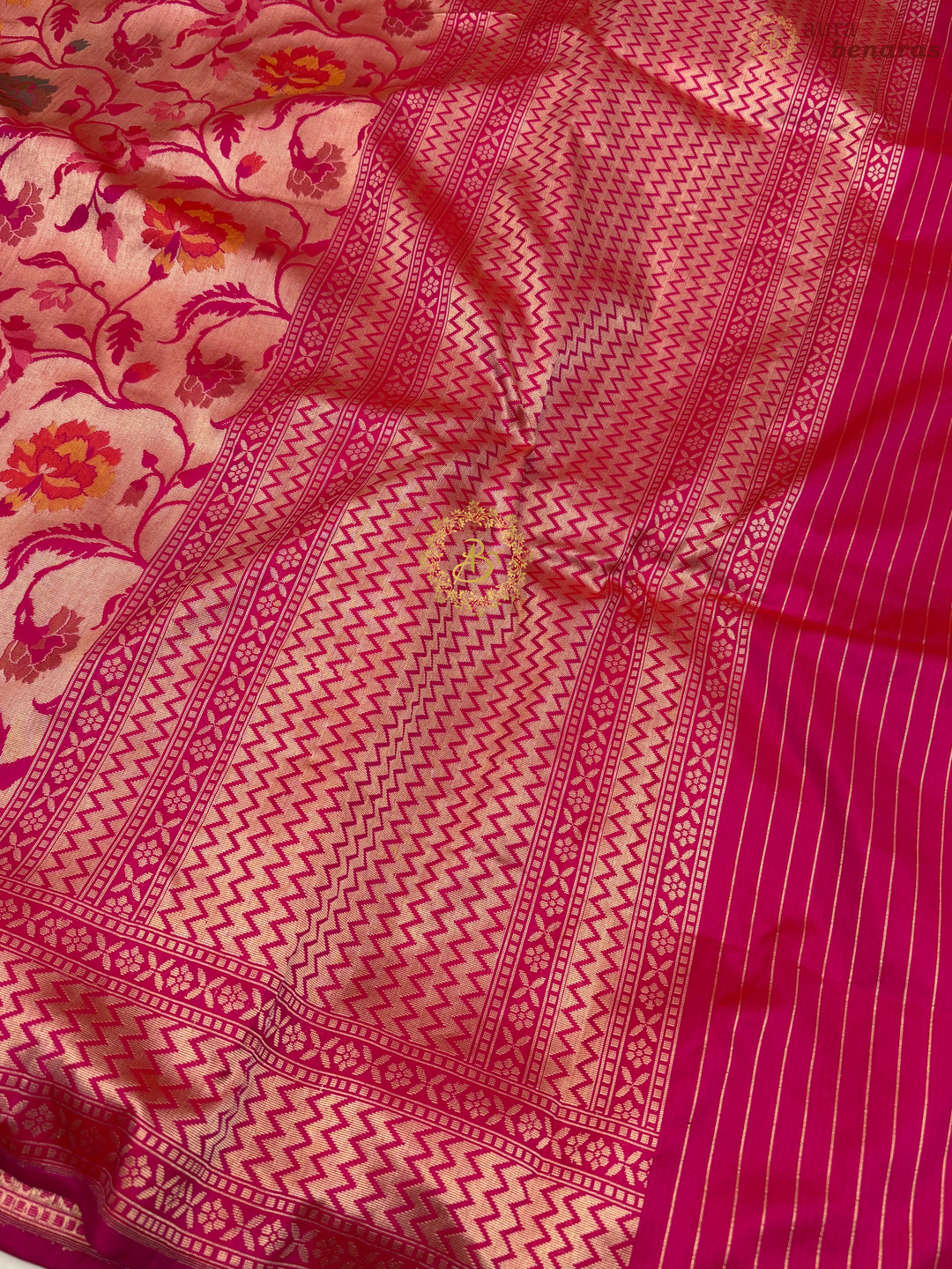 Rani Pink Pure Katan silk Handloom Banarasi Saree