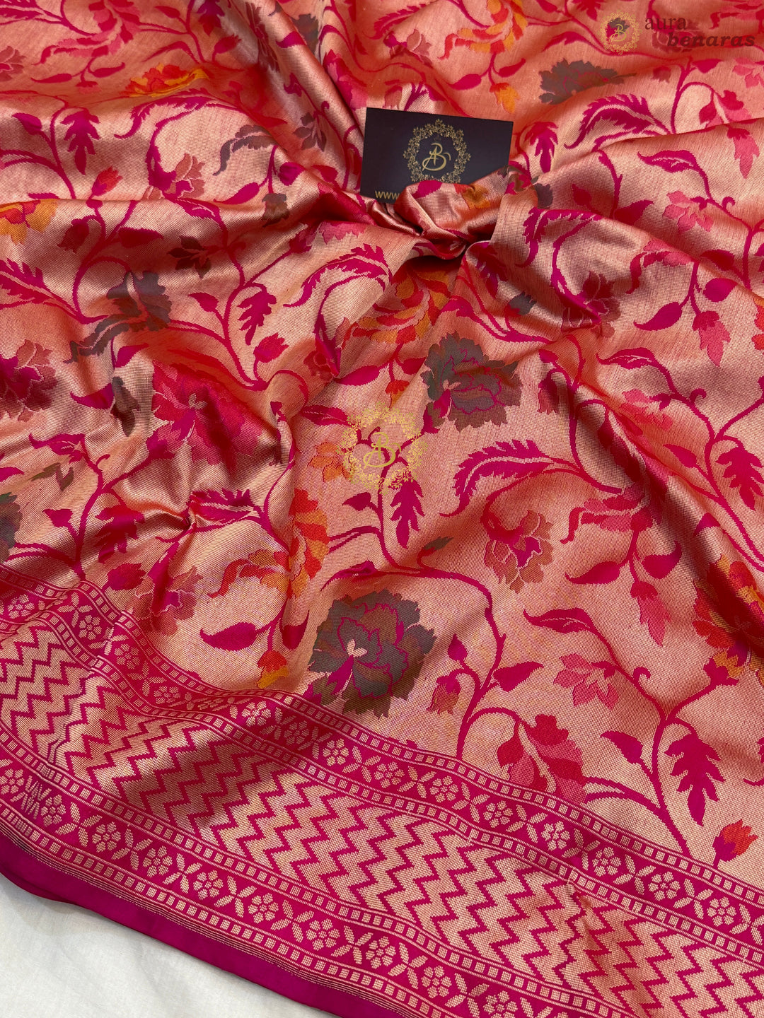 Rani Pink Pure Katan silk Handloom Banarasi Saree