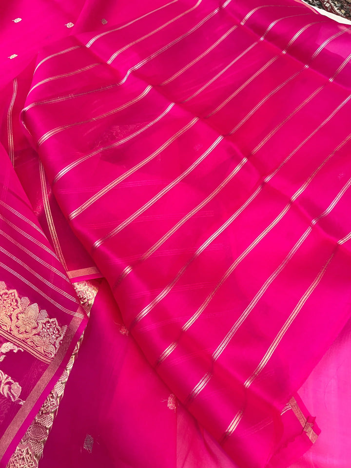 Buy Kora Silk Banarasi Saree – Kadhwa Butis in Zari