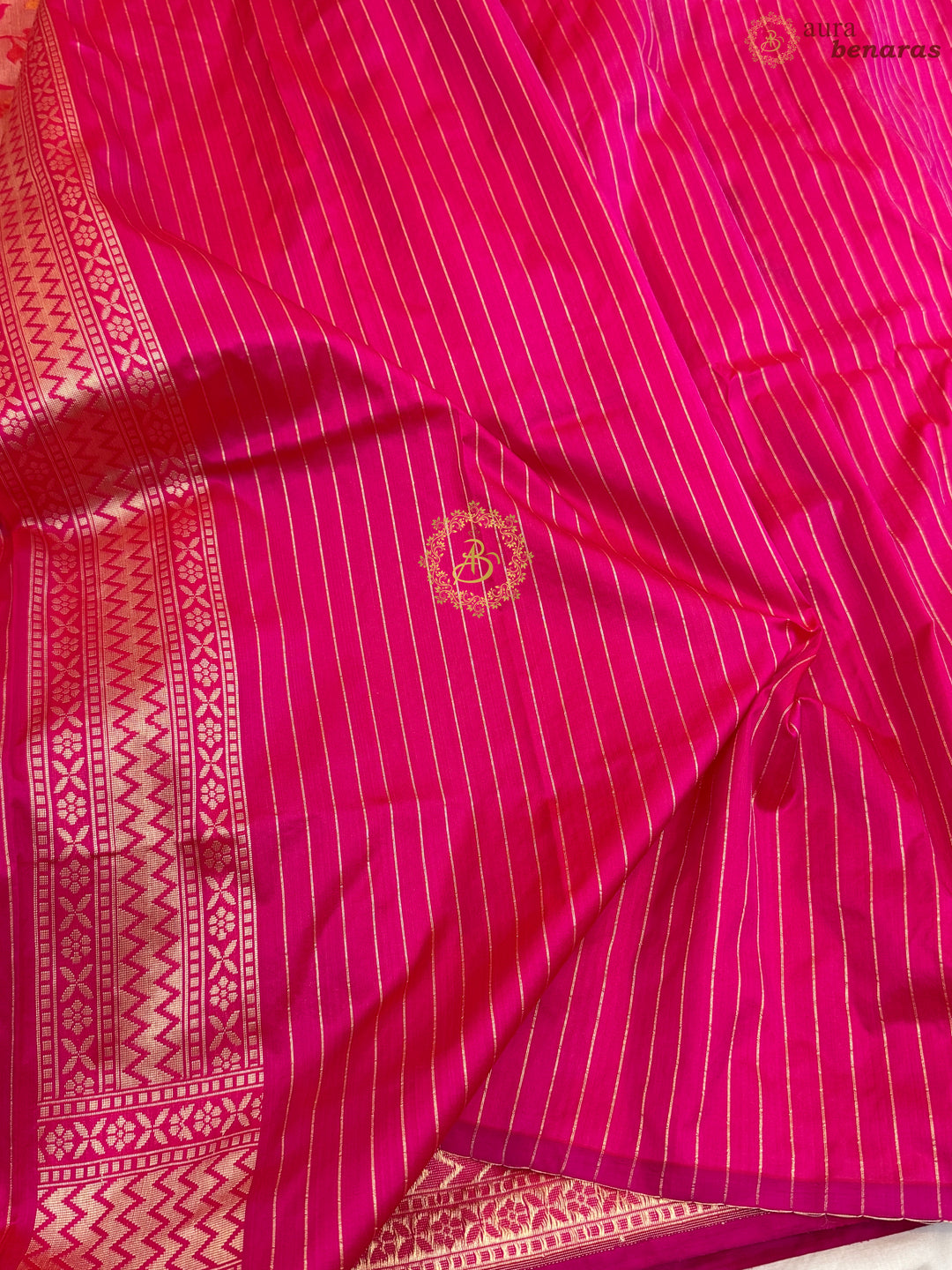 Rani Pink Pure Katan silk Handloom Banarasi Saree