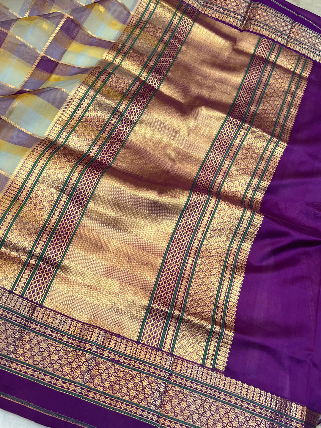 Purple Rangkaat Pure Kora Silk Handloom Banarasi Saree 