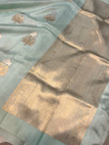 Pani Sea Green Pure Banarasi Handloom Silk Saree - Aura Benaras