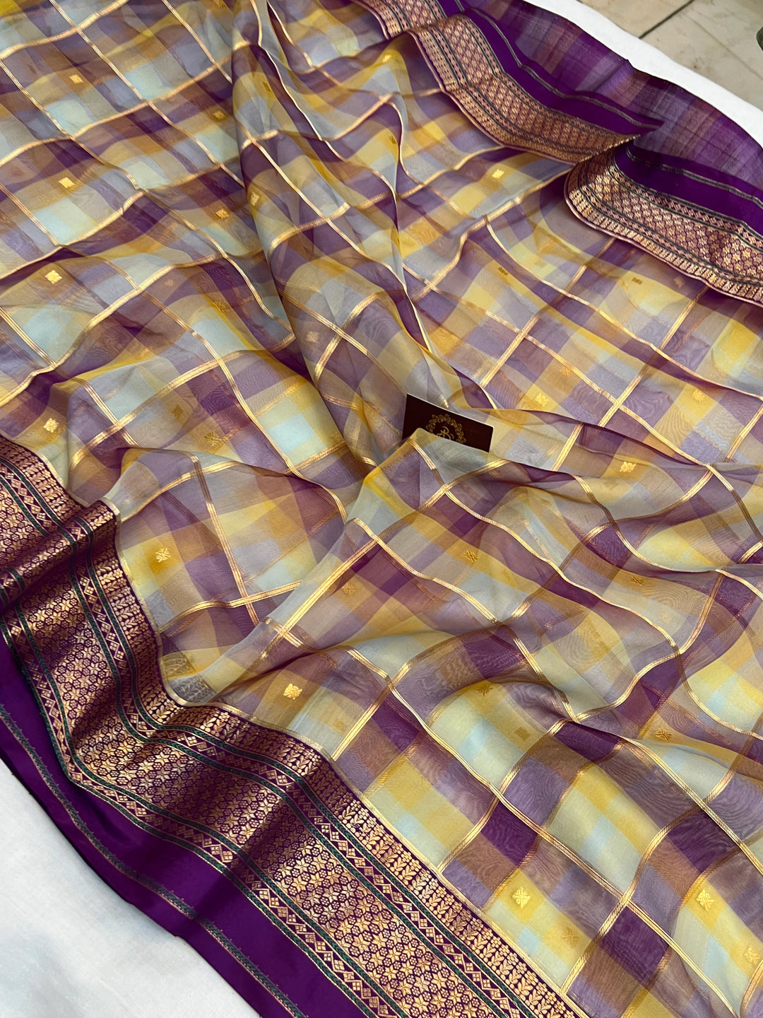 Purple Rangkaat Pure Kora Silk Handloom Banarasi Saree 