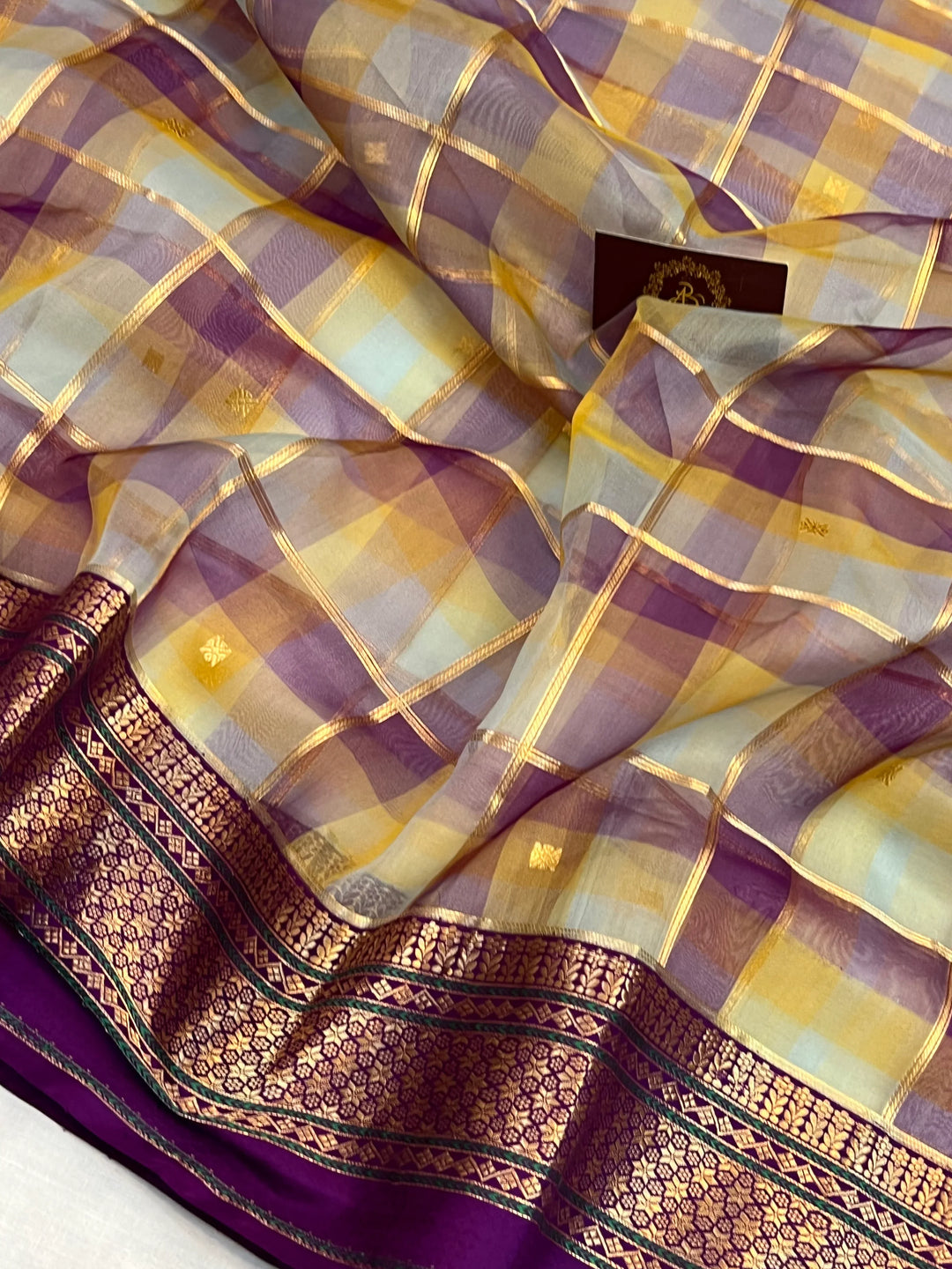 Purple Rangkaat Pure Kora Silk Handloom Banarasi Saree 