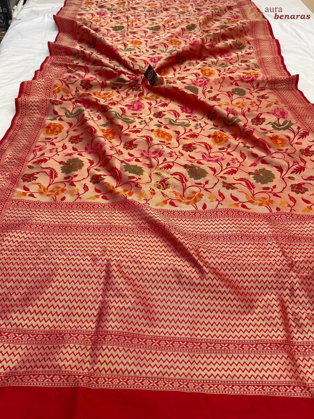 Red Pure Katan silk Handloom Banarasi Saree