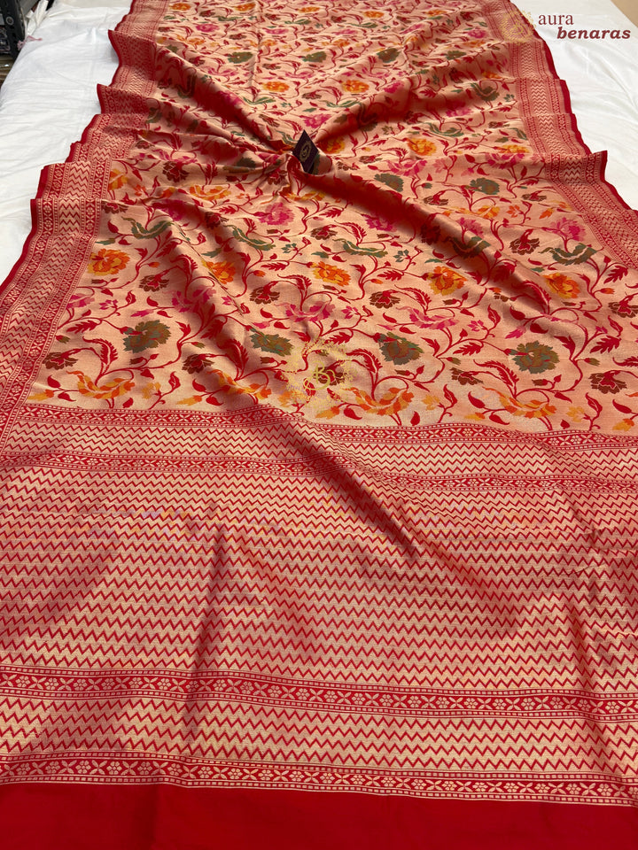 Red Pure Katan silk Handloom Banarasi Saree