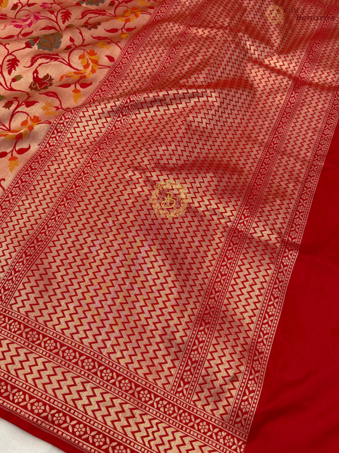 Red Pure Katan silk Handloom Banarasi Saree