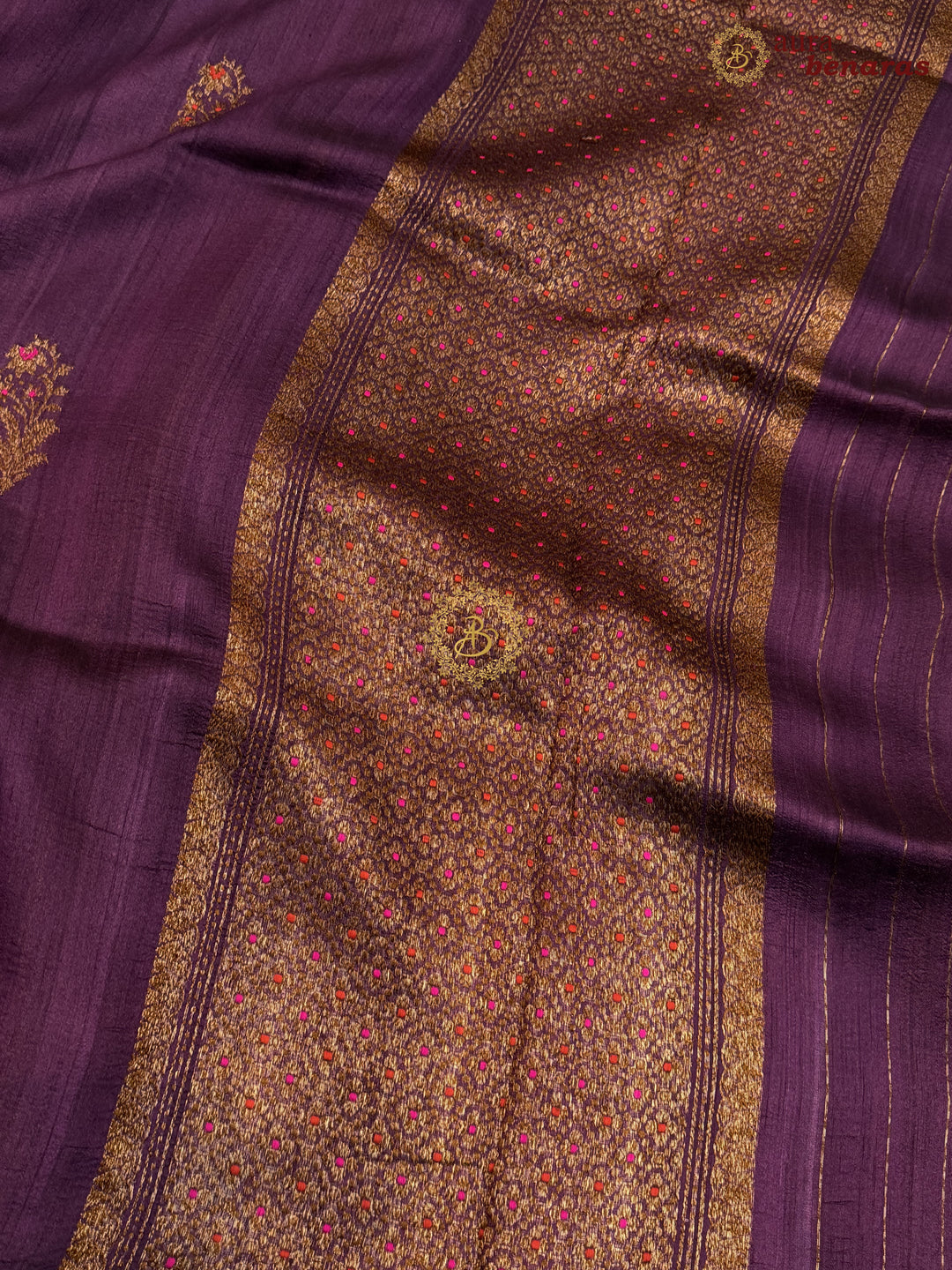 Wine Tussar Silk Banarasi Saree with Kadhwa Meenakari