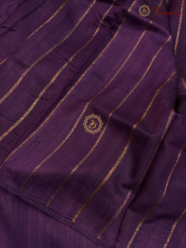 Wine Tussar Silk Banarasi Saree with Kadhwa Meenakari