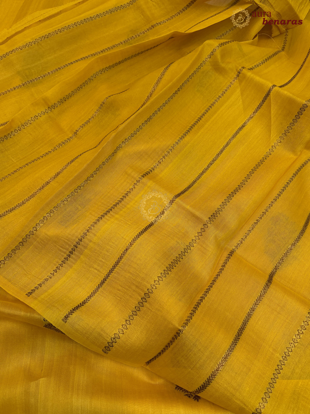 Yellow Tussar Silk Banarasi Saree with Kadhwa Meenakari