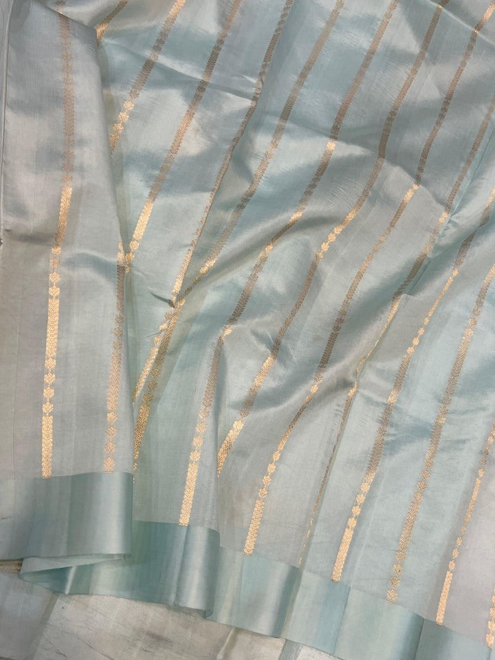 Pani Blue Pure Banarasi Handloom Silk Saree - Aura Benaras
