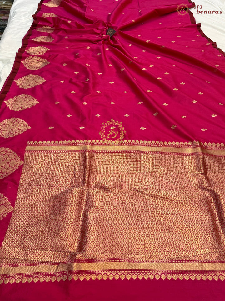 Rani Pink Pure Banarasi Handloom Katan Silk Saree
