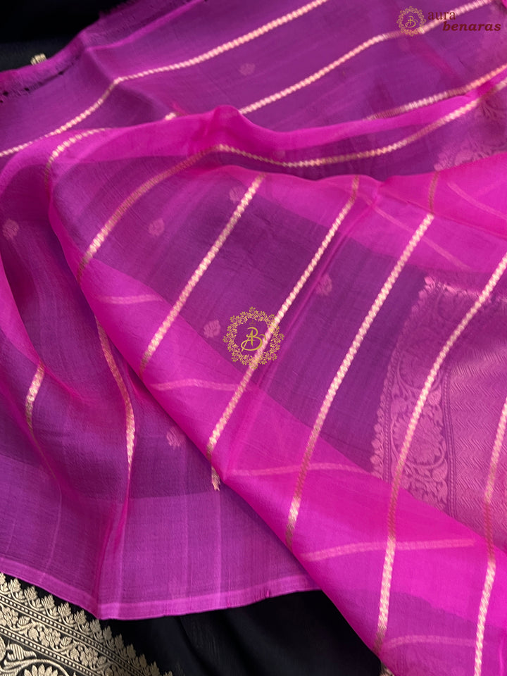 Black Banarasi Handloom Kora Silk Saree