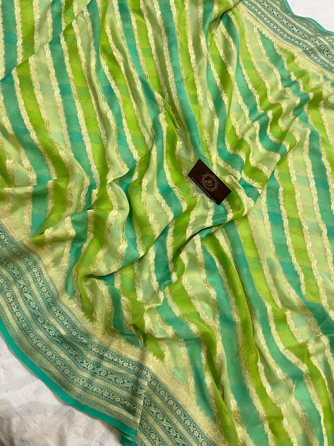 Green Rangkaat Banarasi Khaddi Georgette Saree - Aura Benaras