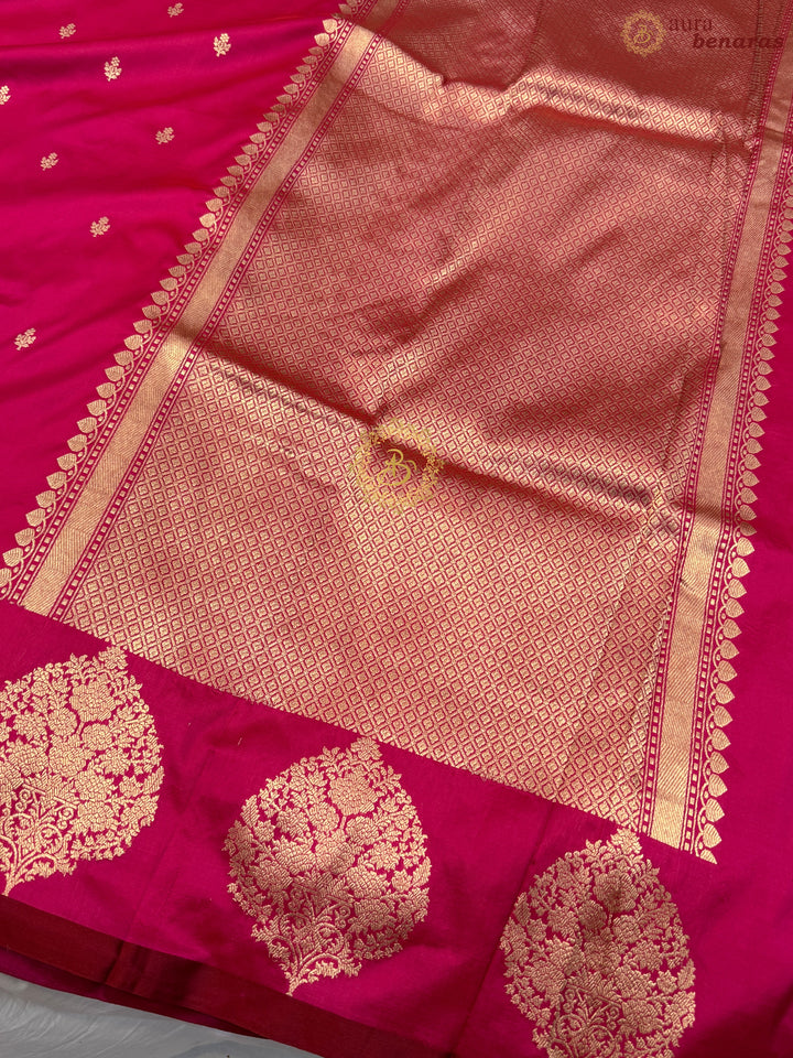 Rani Pink Pure Banarasi Handloom Katan Silk Saree