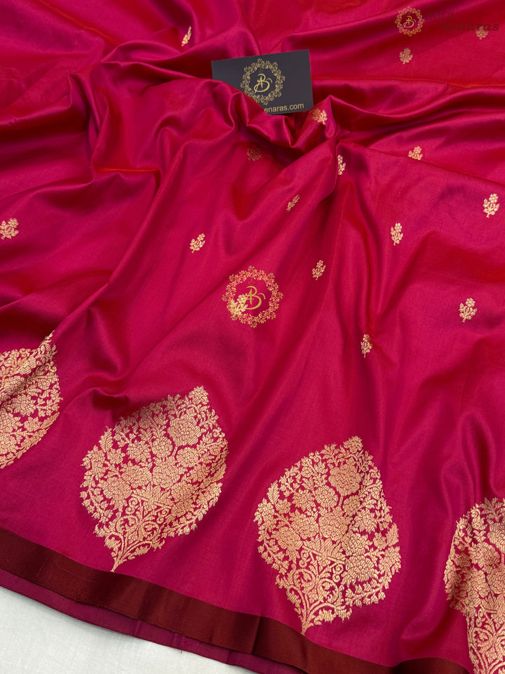 Rani Pink Pure Banarasi Handloom Katan Silk Saree