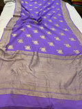 Lavender Banarasi Khaddi Georgette Saree - Aura Benaras