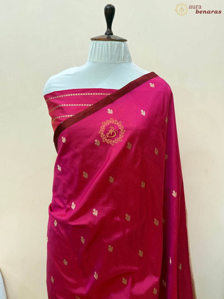 Rani Pink Pure Banarasi Handloom Katan Silk Saree