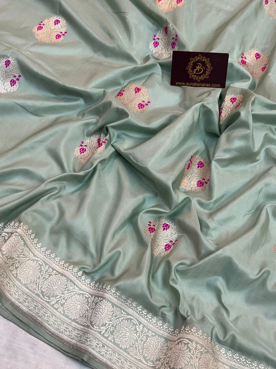 Dirty Martini Shade Katan Satin Silk Saree with Kadhwa Meenakari