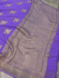 Lavender Banarasi Khaddi Georgette Saree - Aura Benaras