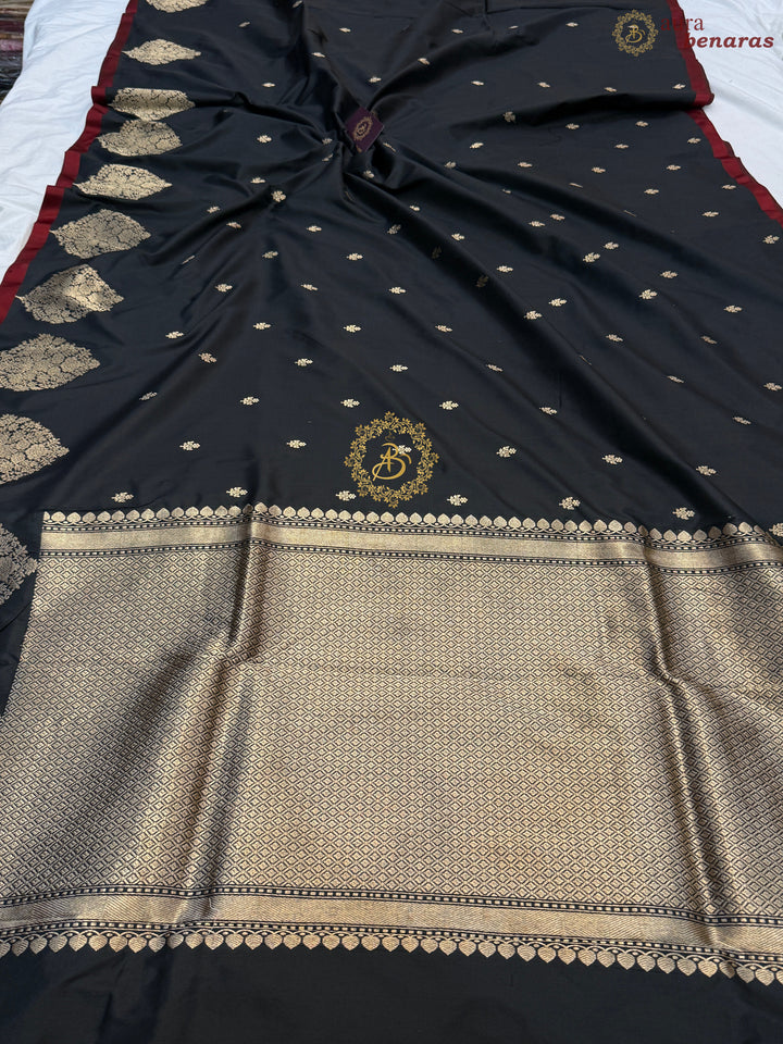 Black Pure Banarasi Handloom Katan Silk Saree