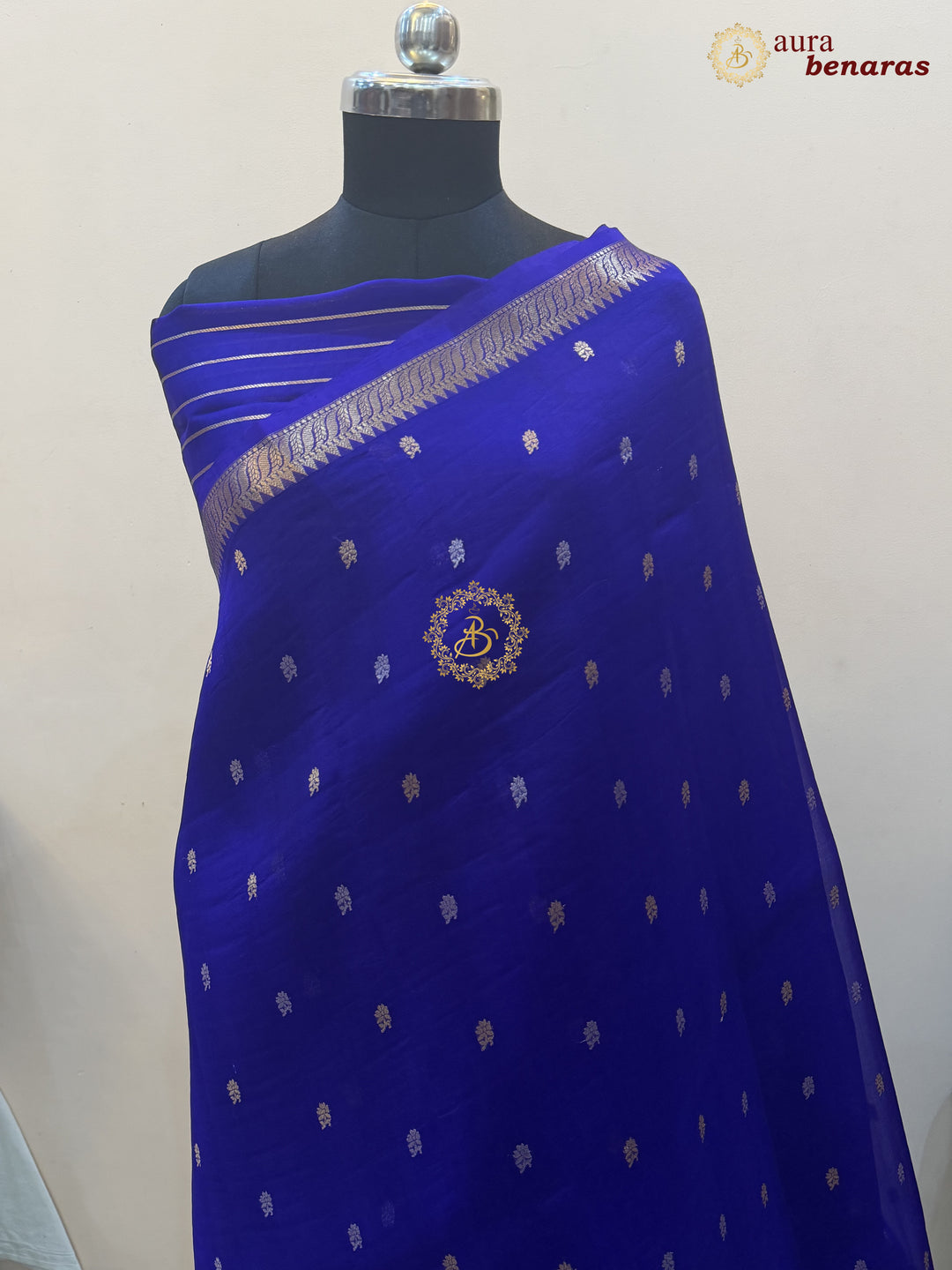 Pure Purple Kora Silk Banarasi Saree with Kadhwa Flower Butas