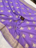 Lavender Banarasi Khaddi Georgette Saree - Aura Benaras