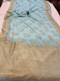 Pani Blue Banarasi Khaddi Georgette Saree - Aura Benaras