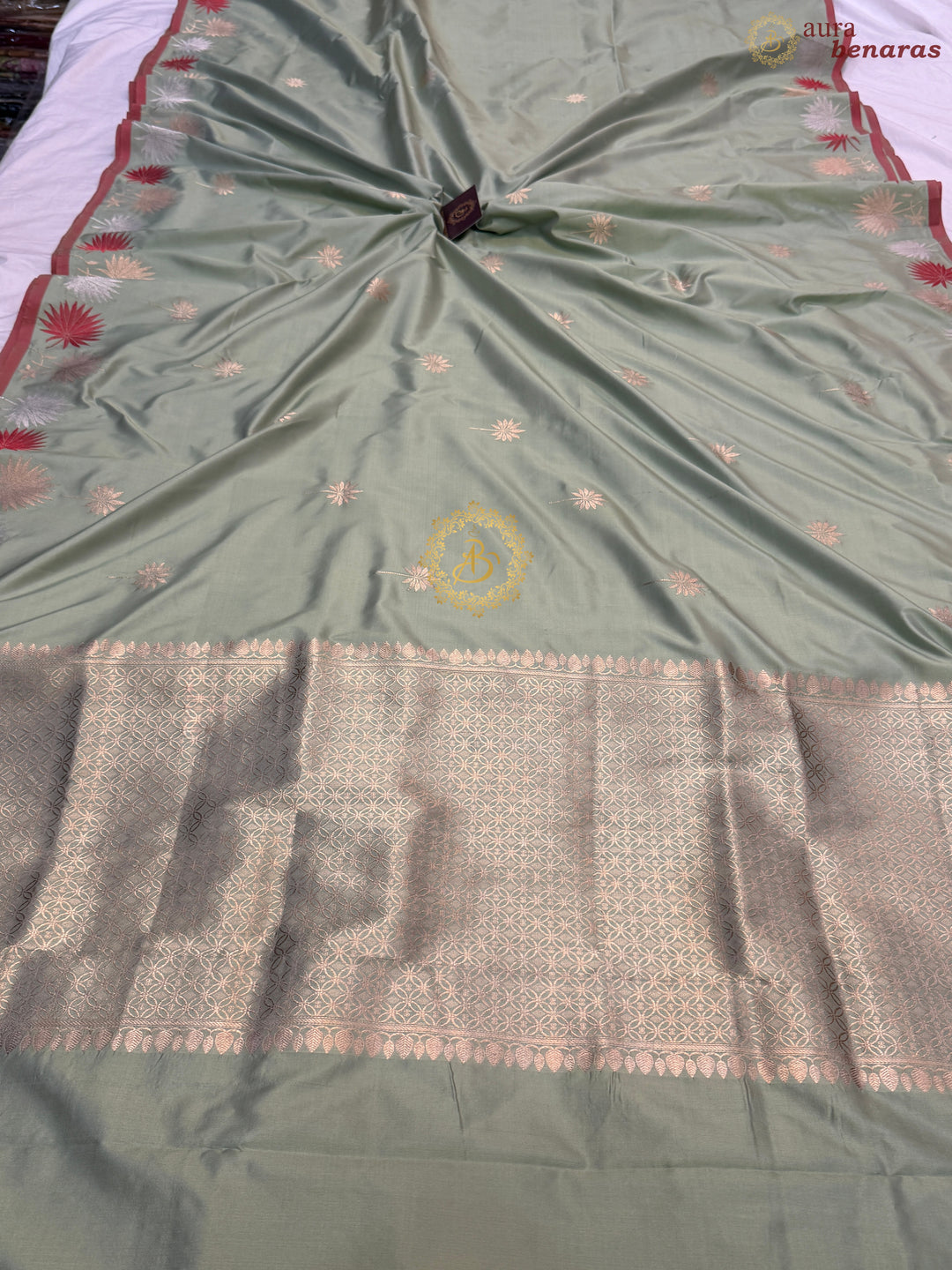 Sage Green Banarasi Handloom Katan Silk Saree