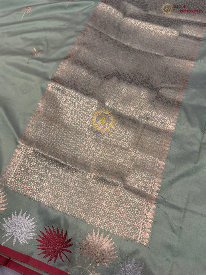 Sage Green Banarasi Handloom Katan Silk Saree