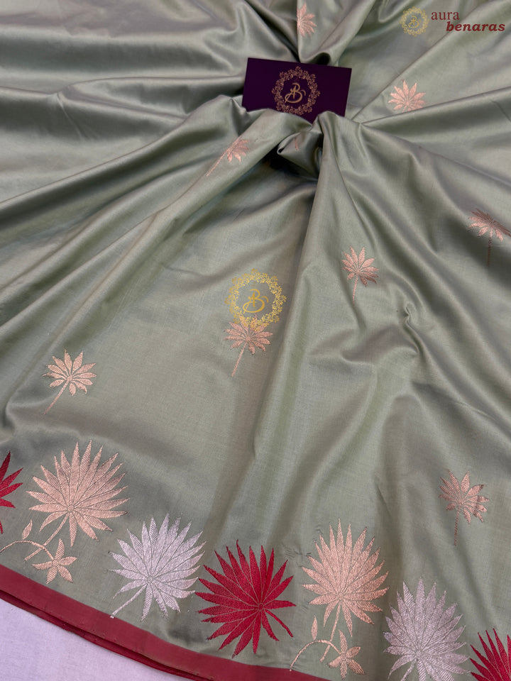 Sage Green Banarasi Handloom Katan Silk Saree