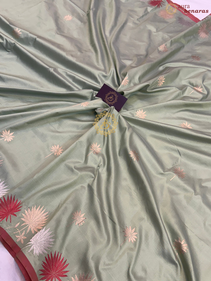 Sage Green Banarasi Handloom Katan Silk Saree