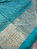 Firozi Blue Pure Banarasi Handloom Katan Silk Saree - Aura Benaras